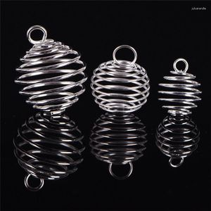 Hänge halsband 30 st/set spiral pärla burar hängsmycken silver pläterade hantverksmycken som gör diy gåva