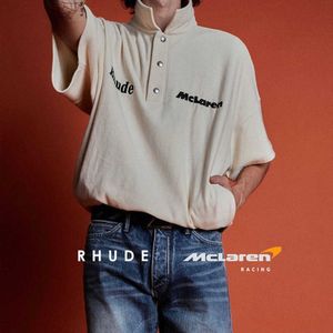 2024men's T-shirts Rätt Rhude X McLaren Letter Brodered Polo Pullover High Street Fashion and Women's T-shirt