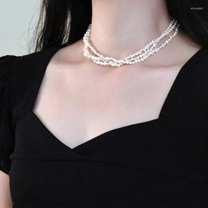 Łańcuchy naturalny barokowy naszyjnik perłowy 925 srebrny moda dla kobiet koreańskie prezenty biżuterii