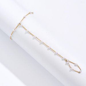 Braccialetti con ciondoli Braccialetti semplici di stile dell'anello di barretta della catena del braccialetto delle donne di modo con gioielli di perline di rame