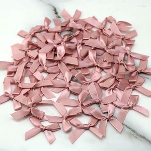 Decorative Flowers (50 Pcs) 4 4cm Colourful Ribbon Bows Small Size Polyester Satin Bow Flower DIY Craft Wedding Decoration