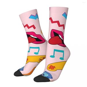 Men's Socks Crazy Sock For Men Cassette Tapes Boom Box Roller Skates Harajuku BACK TO THE 90S Quality Pattern Printed Crew Novelty Gift