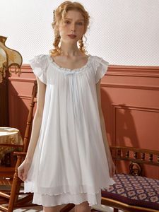 Pijamas femininos acolchoados fada lolita loungewear camisola modal bainha macia solta mangas alargamento vintage princesa rendas camisolas