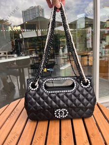 Designer Bag women 's bag Fashion chain Bag Double cover pearl chain moss green wool bag Fall and winter fashion bag