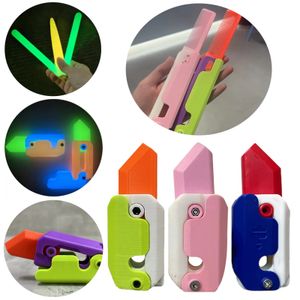 Dekorativa föremål Figurer 3D Explosiv Gravity Knife Morot Decompression Push Card Small Toy Printing Silky 230928