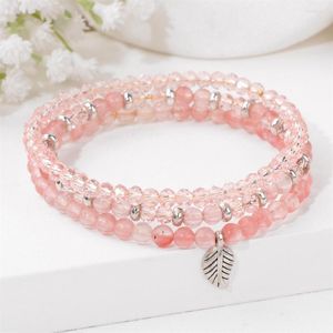 Urok Bracelets 3PCS/SET Crystal z srebrnymi kolorami koralików wisząca w zawieszki kwarcowe Kwarce niebieskie biżuteria bransoletki chalcedonii dla kobiet