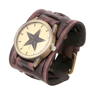 Outros relógios Homens Mulheres Assista Punk Genuíno Couro Vintage Wide Wrap Pulseira Band Strap Relógios Esporte Militar Relógio de Quartzo Relógio de Pulso 230928