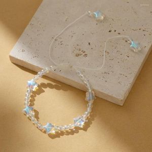 Charm Bracelets Creative Sweet Exquisite Star Crystal Stone Round Bead Chain Bracelet Niche Design For Women Jewelry Birthday Gift