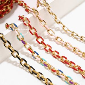 Hårklämmor Barrettes 1m rostfritt stål Vitrosa emalj Guld 8mm Diamond-Cut Rolo Cable Link Chain för män Kvinnor Nackband Armband Making 5 Färger 230928