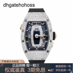 Richardmill ساعات الساعات الميكانيكية السيدة ريتشار ميلر RM037 البلاتين Backset Snowflake Diamond Automatic Womens E090