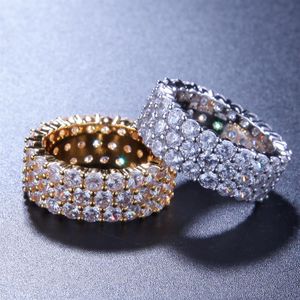 Novo anel de promessa de luz das estrelas 925 prata esterlina ouro preenchido 3 linhas deslumbrantes camadas diamante cz noivado anéis de banda de casamento para mulher2432