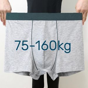 Cuecas 75-160kg homens plus size roupa interior algodão boxer cor sólida calcinha shorts homem respirável homem boxers grande