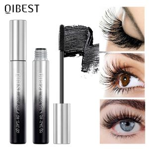 QIBEST NOWY MASCARA WODYPORPORMUS DUDZIA rzęs przedłużenie Czarne bezstronne wydłużanie objętości 4D Silk Fibre Mascara kosmetyki