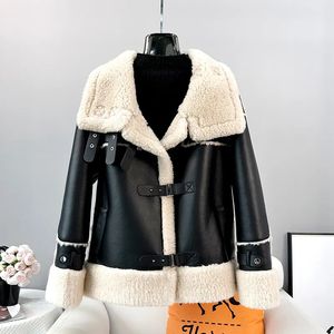 Womens Fur Faux Female Women Polyester Fabric Casual Coat Sheep Shearling Warm Winter Jacket Parka JT3393 230928