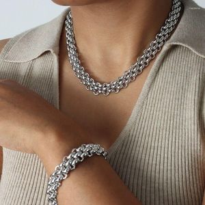 Kedjor amorcome tjocklek silverfärg färg rostfritt stål fyrkantig lådkedja halsband för män kvinnor klassiska unisex smycken