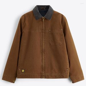 Men's Jackets Autumn And Winter Vintage Men Cotton Cargo Jacket Casual Laple Washed Clip Coat