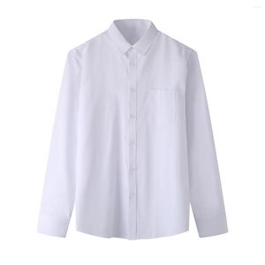 Camicie eleganti da uomo Primavera Autunno Uomo Camicia a maniche lunghe da lavoro bianco puro Comodo colletto rovesciato in cotone CR800