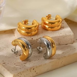 Romantyczne francuskie kolczyki francuskie C Kolczyki Minimalistyczne stal ze stali nierdzewnej Wodoodporna gruba klamra nauszna Bride Wedding Biżuteria Prezenty Bijoux 230928