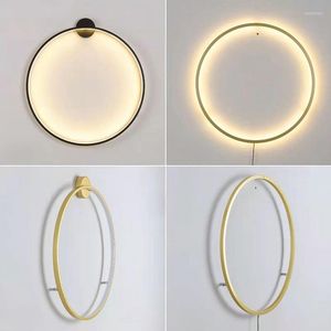 Wall Lamps Nordic Luxury Circular Lamp Bedroom Bedside Living Room Background Decoration Light Designer Atmosphere Led Lighting