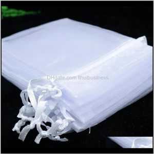 Pouches Packaging Display 15x20cm 100Pcs White Color Package Jewelry Large Dstring Pouches Organza Gift Bags For Weddin2640