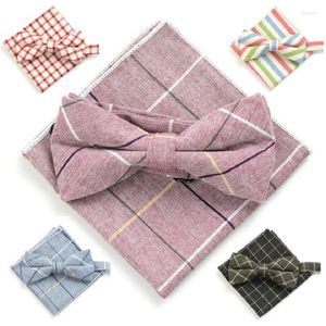 Laços formais conjunto de gravata estilo britânico bowknot lenço de algodão borboleta bolso quadrado vestido de casamento masculino terno toalha de negócios
