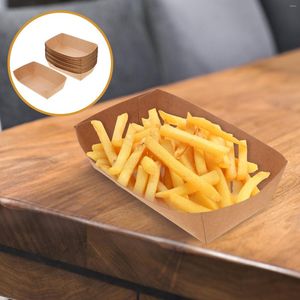 Disposable Dinnerware 100 Pcs Paper Tray Snack Containers Fried Holder Frying Snacks Bracket Kraft Oil Proof Stackable