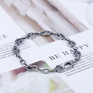 Bracciale vintage con lettera in argento sterling S925 per uomo e donna, coppia di gioielli di moda Gift313G