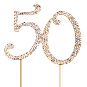 Kek Araçları 50. Topper Bling Rhinestone Mutlu Yıllar Dekorasyonları Düğün Malzemeleri Parlak Kristal Tasarım Altın Numara Mumlar