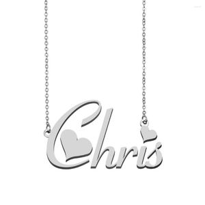 Pendant Necklaces Chris Name Necklace Personalised Stainless Steel Women Choker Gold Plated Alphabet Letter Jewelry Girl Friend Gift