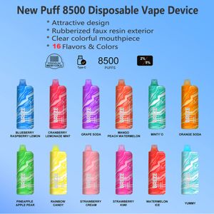 Yeni stil tek kullanımlık vape breze stiik bs 8500 puflar vape tek kullanımlık puf özellikli e sigara örgü bobin 17ml pod 16 lezzetler vapes şarj edilebilir mevcut büyük buhar kalemi