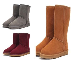 Botas de neve femininas clássicas Metade U5825 alta 5815 pele de carneiro macia manter bota quente de alta qualidade Lindo presente de aniversário de Natal com cartão de saco de pó