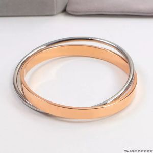 2023 New Style Jewelry Hot Sale BraceletTop Quality Real Stainless Steel Love Bangles Gold Silver Rose Colors Ring Double Ring bracelet Women Men Trendy Jewelry