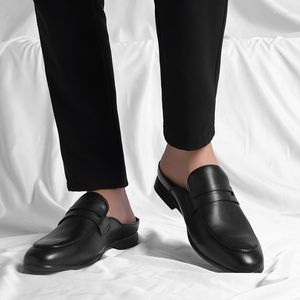 Scarpe eleganti da uomo estive Pantofole traspiranti nere a mezza resistenza Uomo Muli con fibbia da esterno Mocassini comodi antiscivolo leggeri Casual