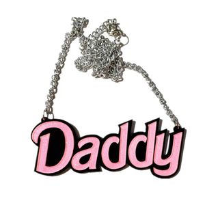Dad Pendant Necklace Pink Glitter Statement Necklace for Women Acrylic Fashion Jewelry Girl's Accessories3105