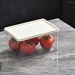 Storage Bottles Fruit Box Fresh-keeping Stackable Food Grade Vegetable With Lid Capacity For Transparent