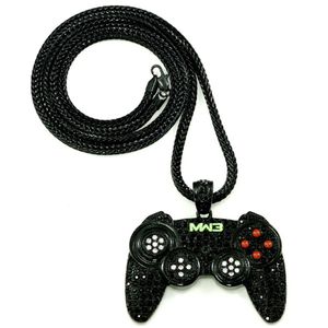 Ciondolo con maniglia per macchina da gioco Hip Hop, collana da uomo in cristallo pieno pesante, moda, controller di gioco ghiacciato192T