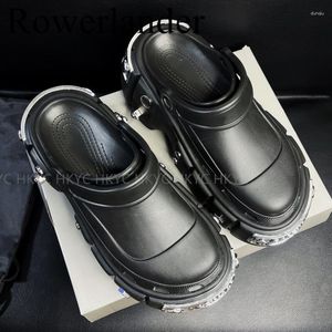 Garden Spring Shoes Sandals Fashion Summer Classic Men Women Slipper 11cm Height Increase Ankle Strap Slides Big Size 45 82 986