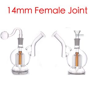 Apanhador de cinzas de vidro de vidro por atacado 6 armar árvore perc percatcatcher água dab bongs bongus de cachimbo com queimador de óleo fumegante de 14 mm ou tigela de tabaco