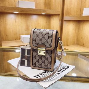 Small Women's New Trendy Bags Fashion Texture Shoulder Printed Contrast Color Crossbody Mini Phone Bag model 7569