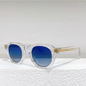 Sunglasses Japanese Tvr Series1 Retro Dark Clear Blue Round Type For Men And Women Hand Made 8.0mm Thicken Acetate Solar Glasses