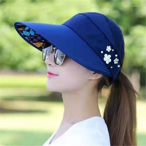 BERETS UTVECKLING TOPLESS HAT KVINNER SOMMER VERSATILE KOREAS STIL Fashionable Foldbar Shade Neting Red Sun Cover Face Face Big BR