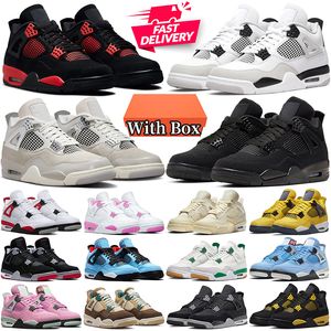 With Box 4 4s Basketball Shoes Frozen Moments Pine Green Military Black Cat Bred Midnight Navy Red Thunder Photon Dust men women trainers outdoor sports sneakers