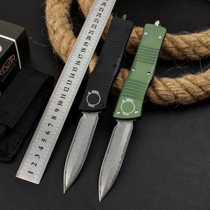 クラシックマイクロテックA11 CERBERUS AUTOMATAC KNIFE DAMASCUSスチールブレードアルミニウムハンドルキャンプ屋外ハイキングサバイバルツールEDCポケットナイフBM3300 3400 4600