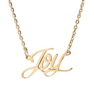 Naszyjniki wisiorek Joy Nazwa Naszyjnik Spersonalizowany stal nierdzewna Kobiety Choker 18K Gold Slated Alphabet List Jewelry Friends Prezent217D