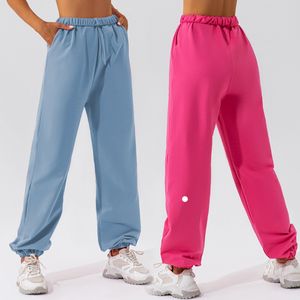 Al Yoga Sweepants 얇은 직물 느슨한 허리 스포츠 바지 여자 스트리트 댄스 캐주얼 드로우 스트링 전장 대형 체육관 랜턴 바지 멀티 컬러 조깅 바지