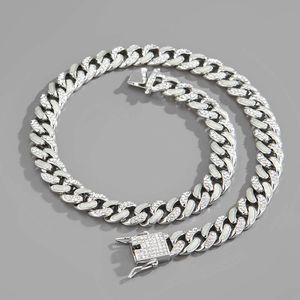 Luminous alloy diamond Cuban chain trendy men's necklace Miami street minimalist hip-hop jewelry