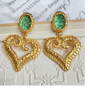 Valentine's Hoop Vintag in ancient times plated with genuine gold love pendant glass earrings antique and fashionable