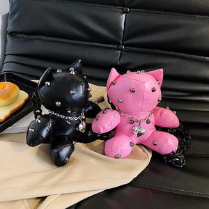 Omuz çantası yeni karanlık tarzı söğüt çivi kakma moda havalı karikatür kedi oyuncak akrilik zincir crossbody