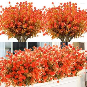 Decorative Flowers 1/3Pcs Fall Eucalyptus Leaves Artificial Autumn Orange Fake Plants Branches For Wedding Home Christmas Table Porch