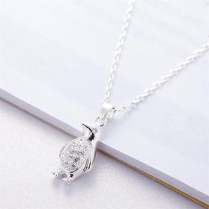 Temperament Rhinestone Personality Cute Penguin Shiny Literary Versa 925 Sterling Silver Clavicle Chain Female Necklace Chokers267h